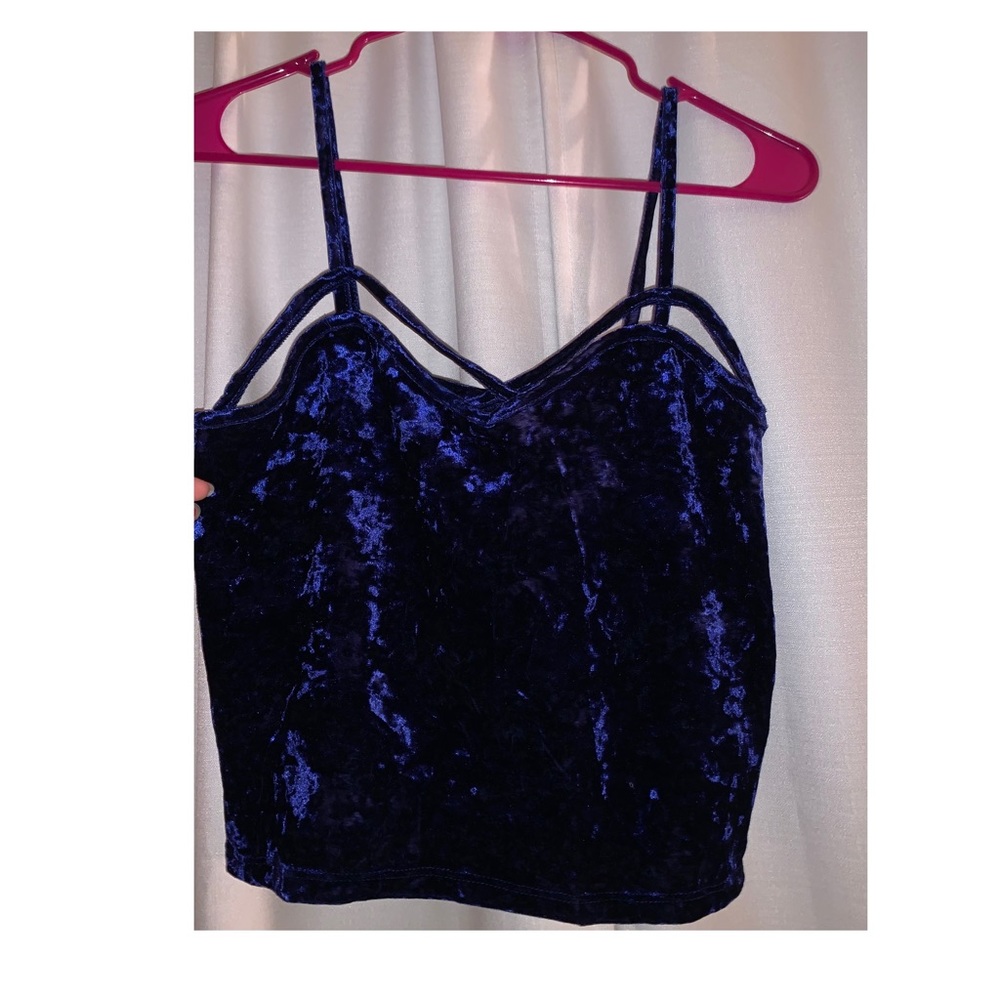 DARK BLUE VELVET TANK